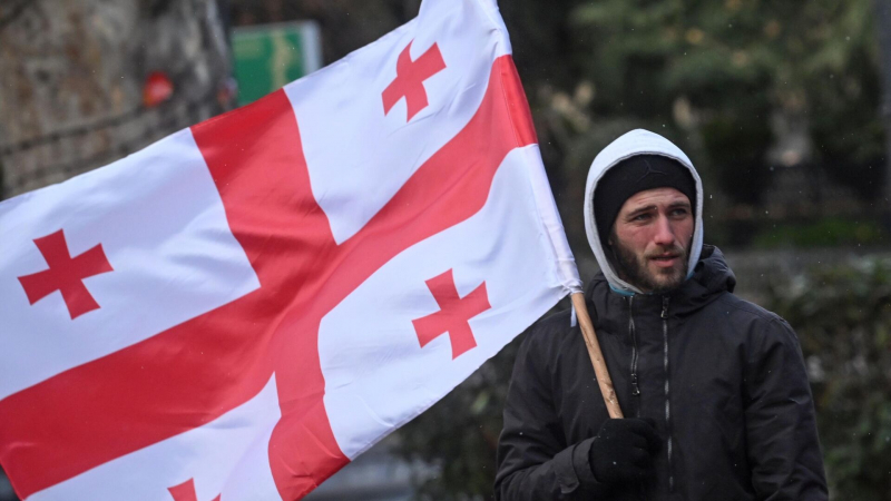 В Тбилиси демонстранты перекрыли проспект перед парламентом