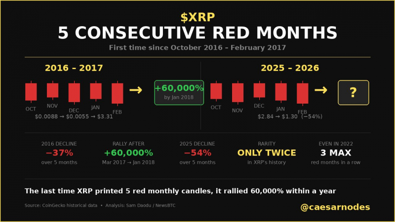 XRP переживает 5 «красных» месяцев